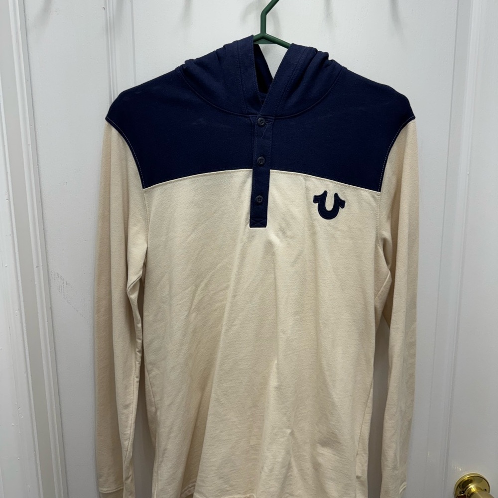 True Religion Two-Toned Long Sleeve Hoodie with Logo